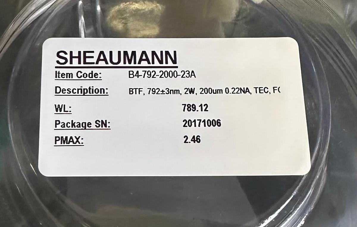 Used NEW SHEAUMANN B4-792-2000-23A / B4792200023A LASER DIODE BTF 792+3NM 2W 200UM
