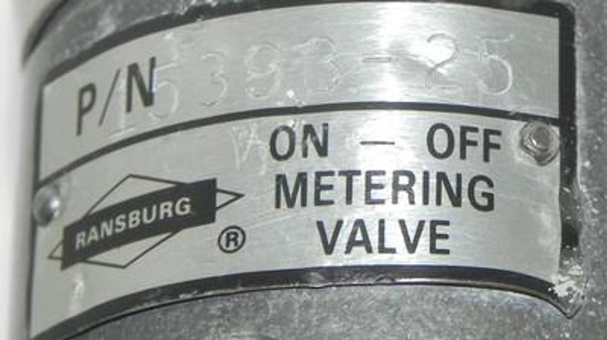 Used RANSBURG 15393-25 METERING VALVE 1539325