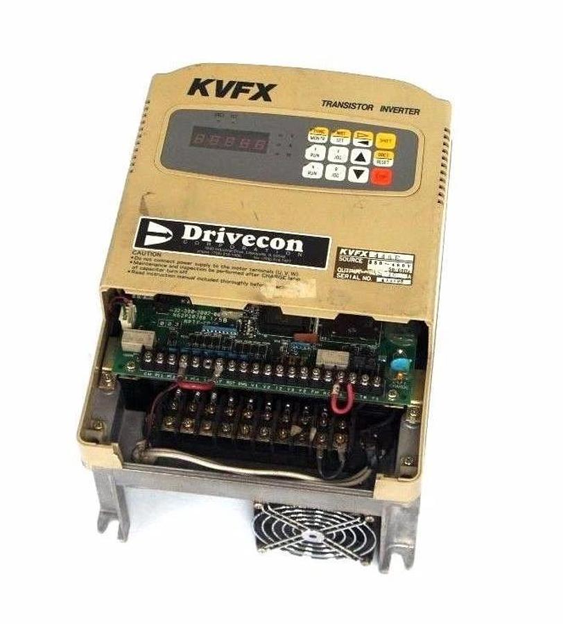 Used DRIVECON KVFX-440E TRANSISTOR INVERTER 380-460V 50/60HZ 10AMP 5HP