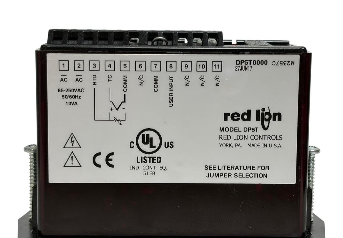 Used Red Lion Controls DP5T0000 DP5T Temperature Panel Meter 85-250VAC