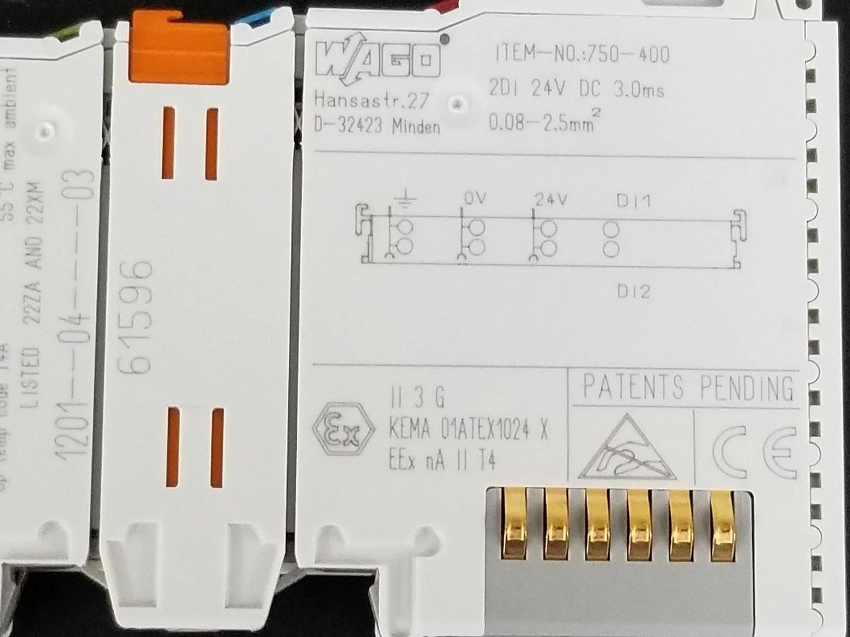 Used LOT OF 2 WAGO 750-400 2 CHAN IN 24VDC MODULES 750400