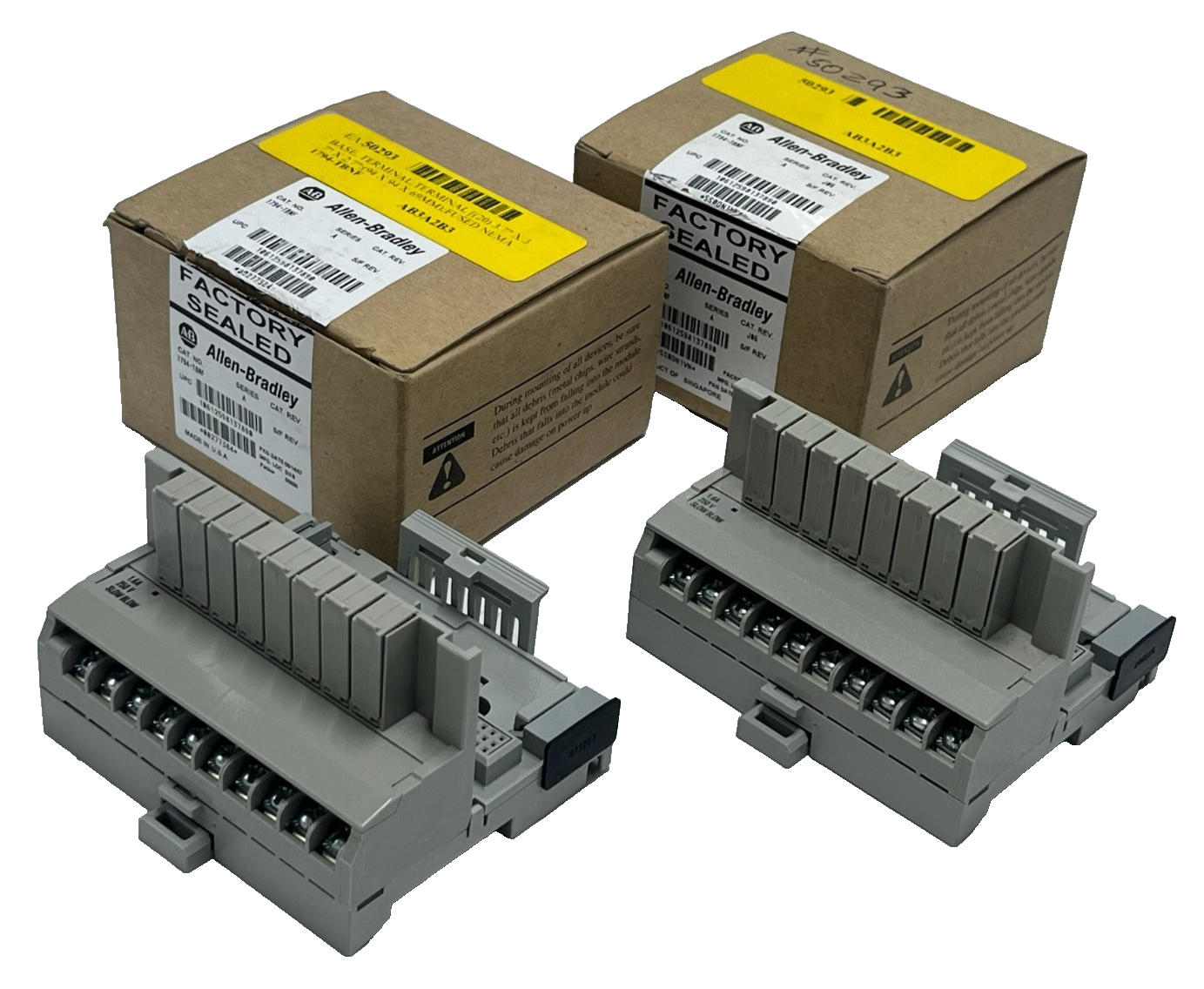 Used Lot of 2 Allen-Bradley 1794-TBNF Series A FLEX I/O Fused Terminal Base Units