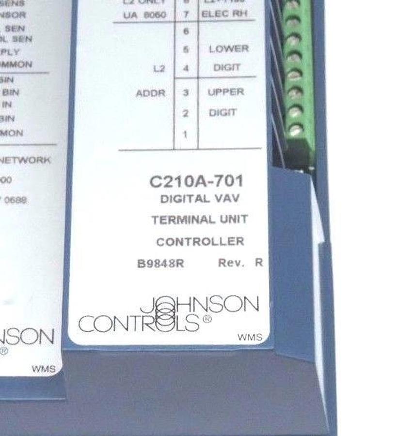 Used JOHNSON CONTROLS  C210A-701 DIGITAL VAV TERMINAL UNIT CONTROLLER REV R, C210A701