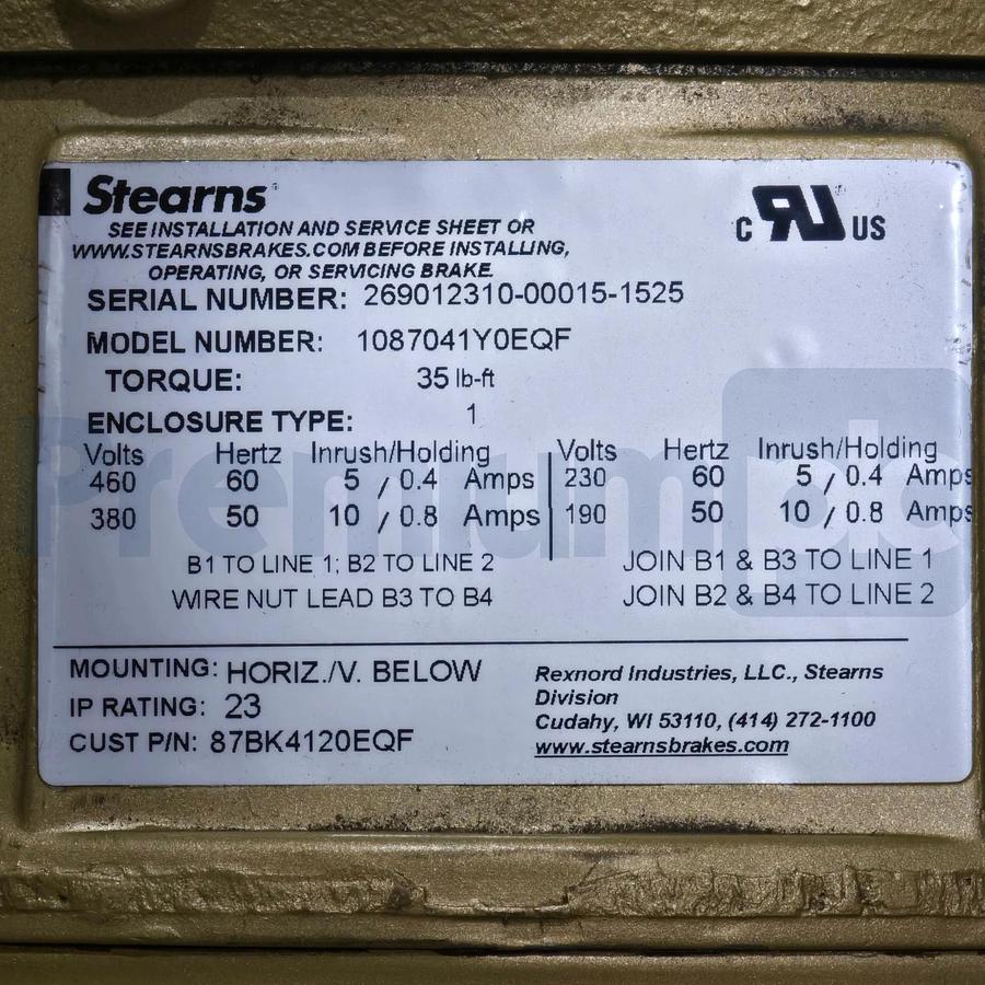 Baldor CEBM3710T Brake Motor 7.5HP 3PH 230/460V 213TC TEFC w/Stearns Brake NEW