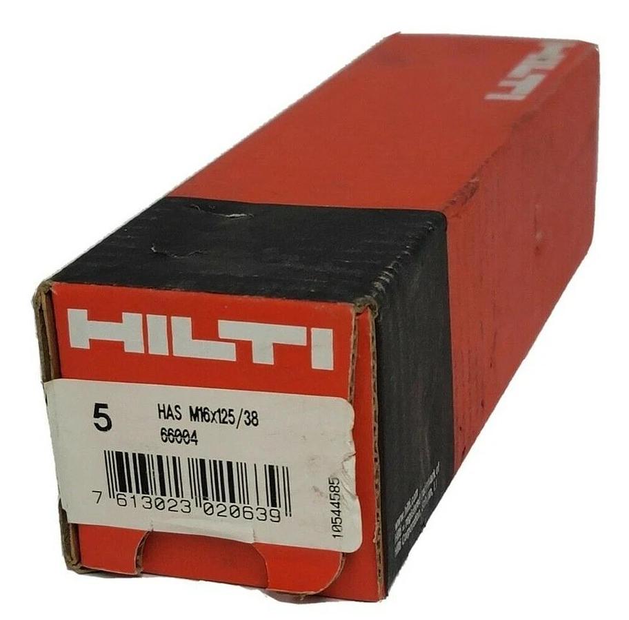 Used NIB HILTI HAS-M16X125/38 ANCHOR BOLTS 7.5IN LENGTH 66004 (BOX OF 5)