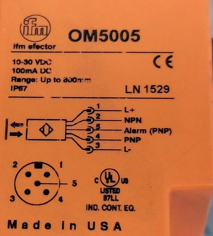 Used IFM EFECTOR OM5005 FIBRE-OPTIC AMPLIFIER 10-30VDC 100mA