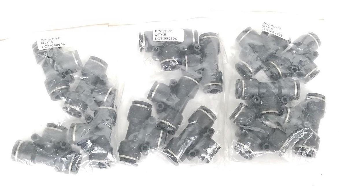Used LOT OF 14 NEW PISCO PNEUMATICS PE-12 FITTINGS, TEE, 12MM, PE12