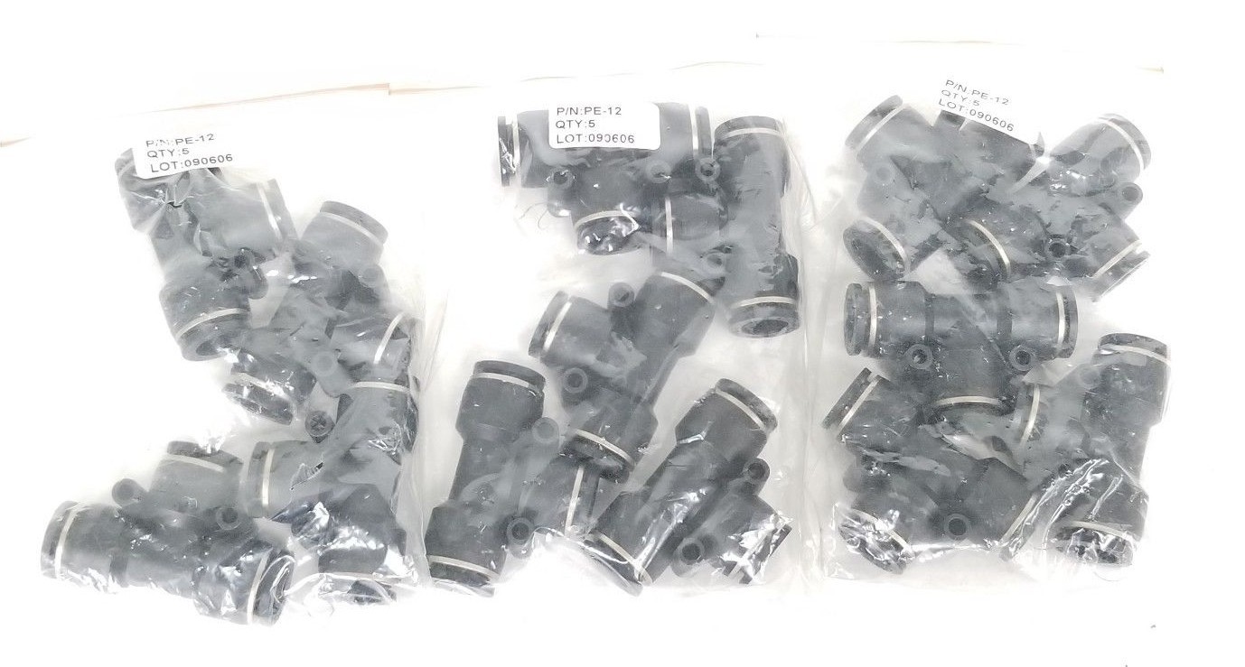 Used LOT OF 14 NEW PISCO PNEUMATICS PE-12 FITTINGS, TEE, 12MM, PE12