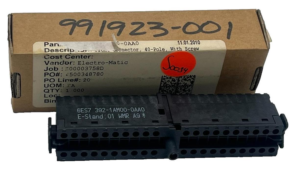 Used NEW Siemens 6ES7392-1AM00-0AA0 SIMATIC S7-300 40-Pin Front Connector, NSMP