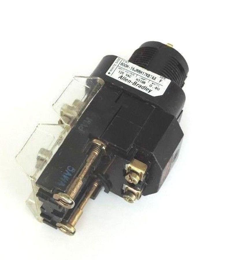 Used ALLEN BRADLEY 800H-16JRRH17KB7AX PUSHBUTTON 800H16JRRH17KB7AX SER. F 120 VAC
