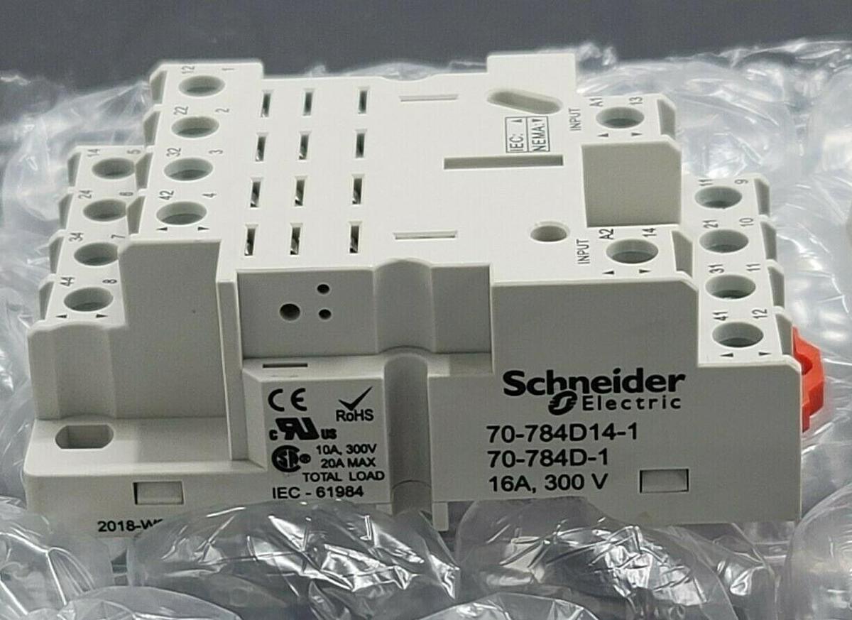 Used LOT OF 2 NEW SCHNEIDER ELECTRIC 70-784D14-1 SOCKETS 14PIN 16AMP 300V