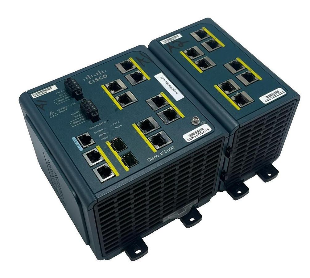Used Cisco IE-3000-8TC-E Industrial Ethernet Switch w/ 8-Port IEM-3000-8TM= Expansion