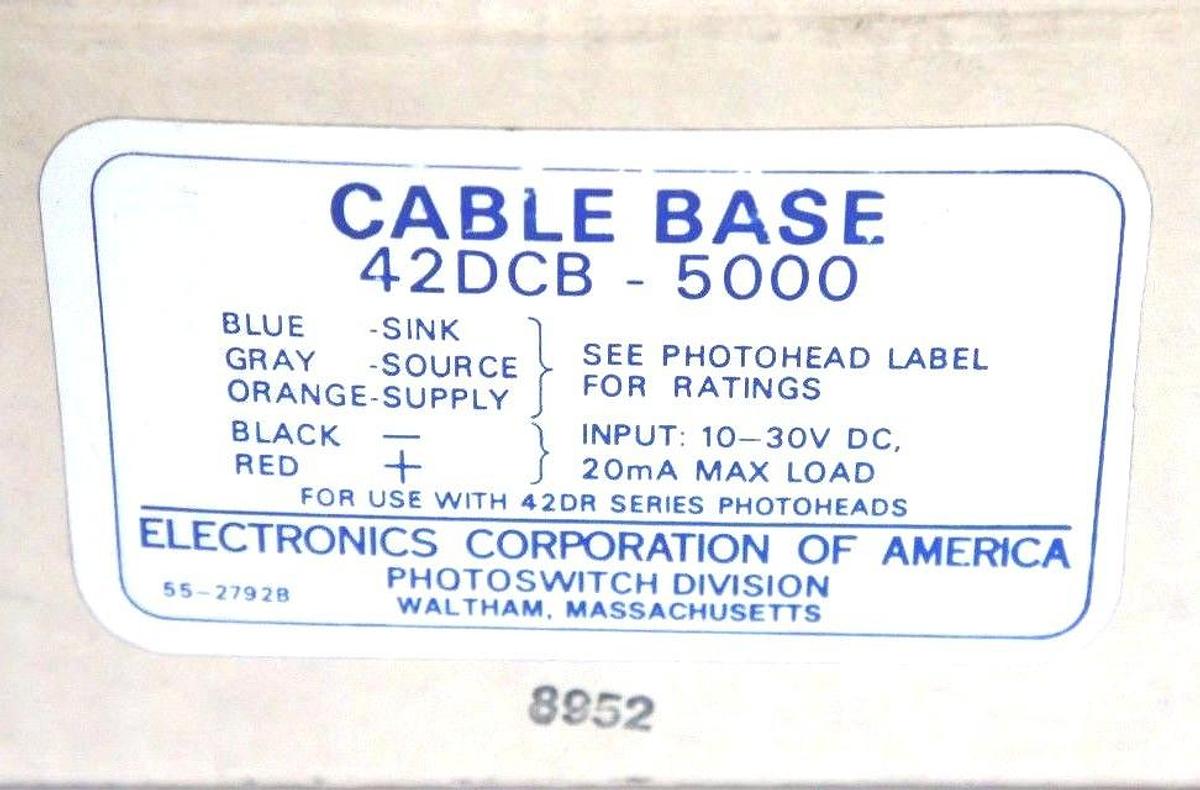 Used NIB ALLEN BRADLEY PHOTOSWITCH 42DCB-5000 CABLE BASE 42DCB5000