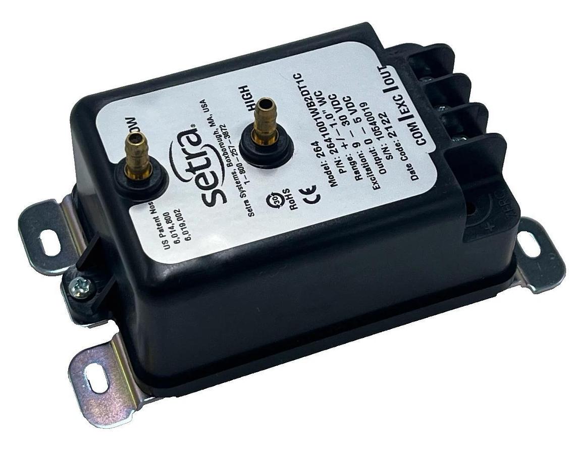 NEW Setra 264 Low Differential Pressure Transducer 0-1" WC 4-20mA 2641001WB2DT1C