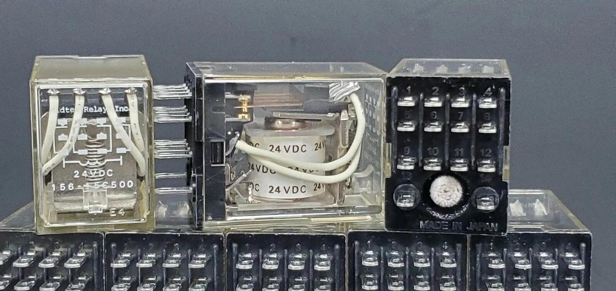Used LOT OF 8 MIDTEX RELAY INC. 156-15C500 RELAYS 15615C500, 24VDC