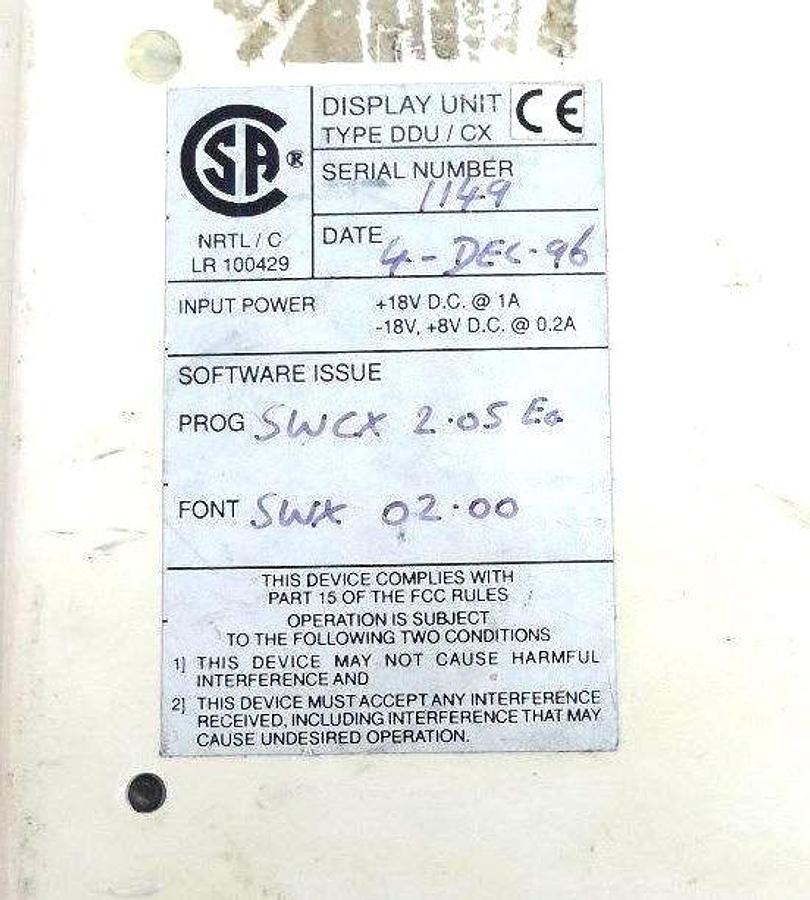 Used DEEMSTOP DDU/CX TOOL CHANGER INTERFACE +18VDC, 0.2/1.0A, DDUCX