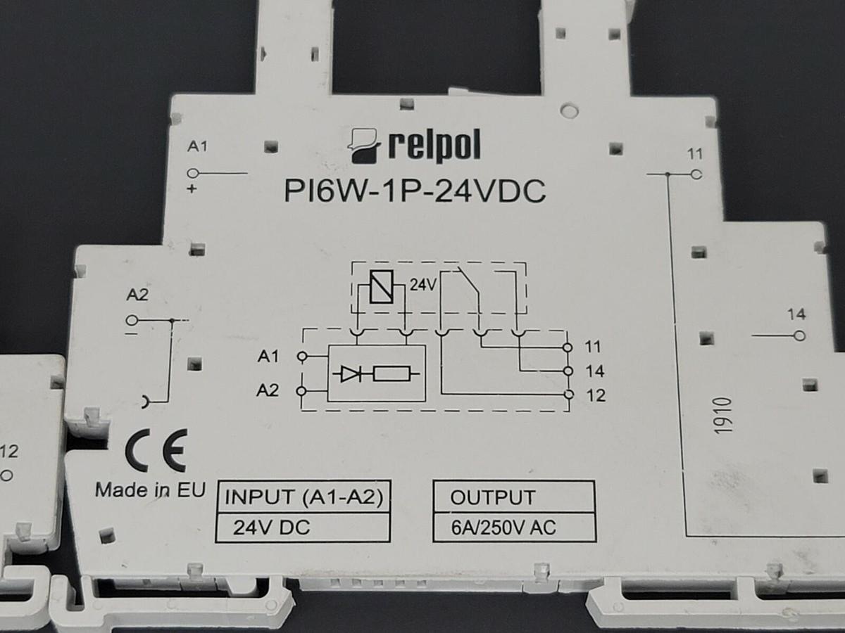 Used LOT OF 5 RELPOL PI6W-1P-24VDC RELAYS PI6W1P24VDC