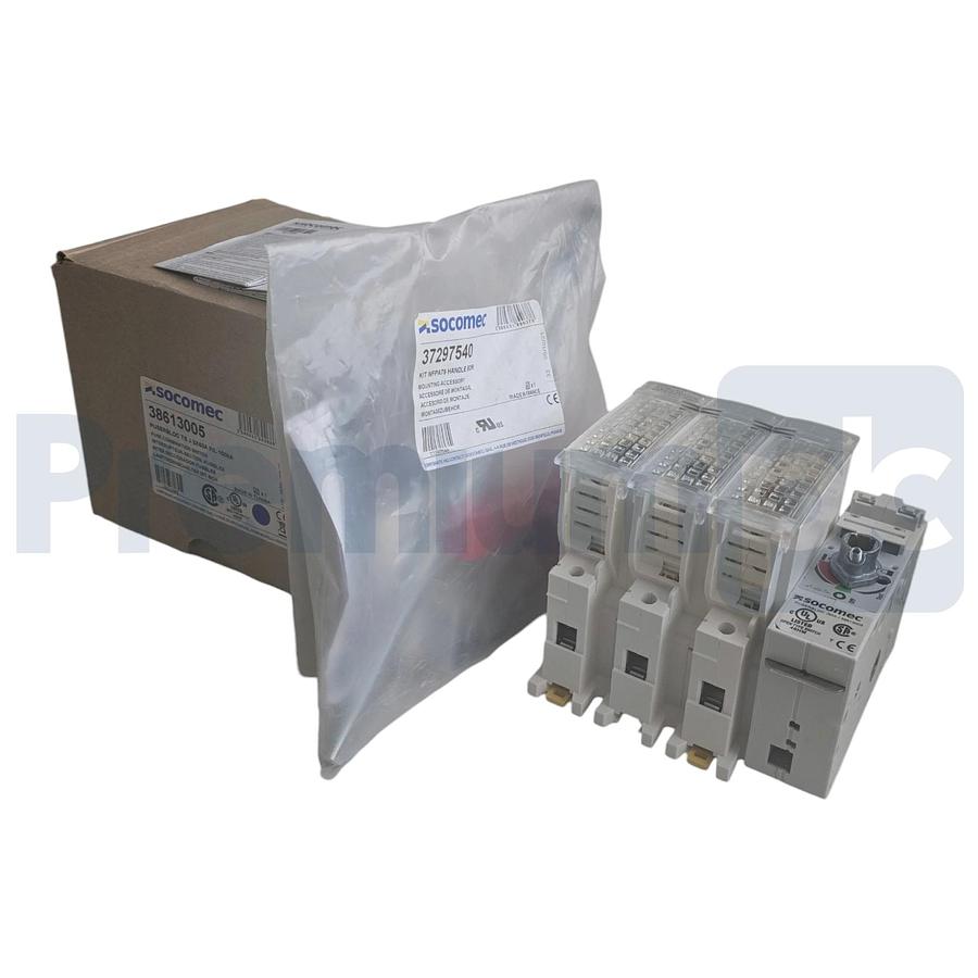 Used Socomec 38613005 Fuserbloc TS J 3X60A Switch w/ 37297540 NFPA79 Handle Kit NEW