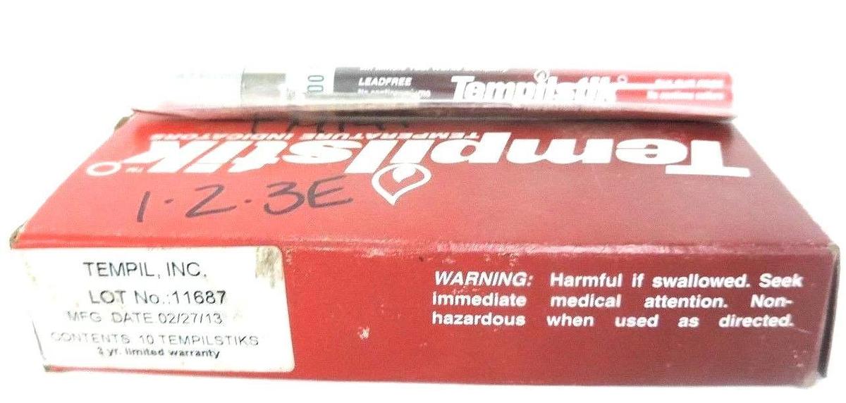 Used BOX OF 10 TEMPIL INC. 719-TS1000 TEMPILSTIK TEMPERATURE INDICATORS 1000F, TE1000