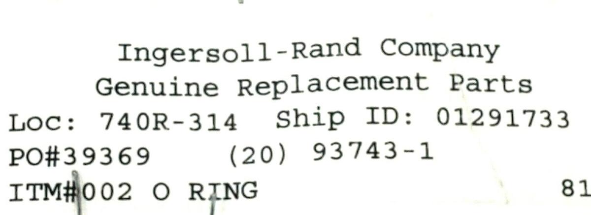 Used LOT OF 20 NEW ARO INGERSOLL-RAND 002 O-RINGS 81473803