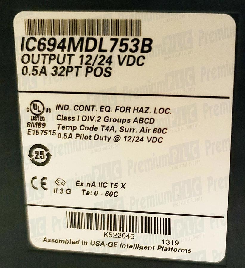 Used GE FANUC IC694MDL753B OUTPUT MODULE 12/24 VDC 0.5A 32PT POS