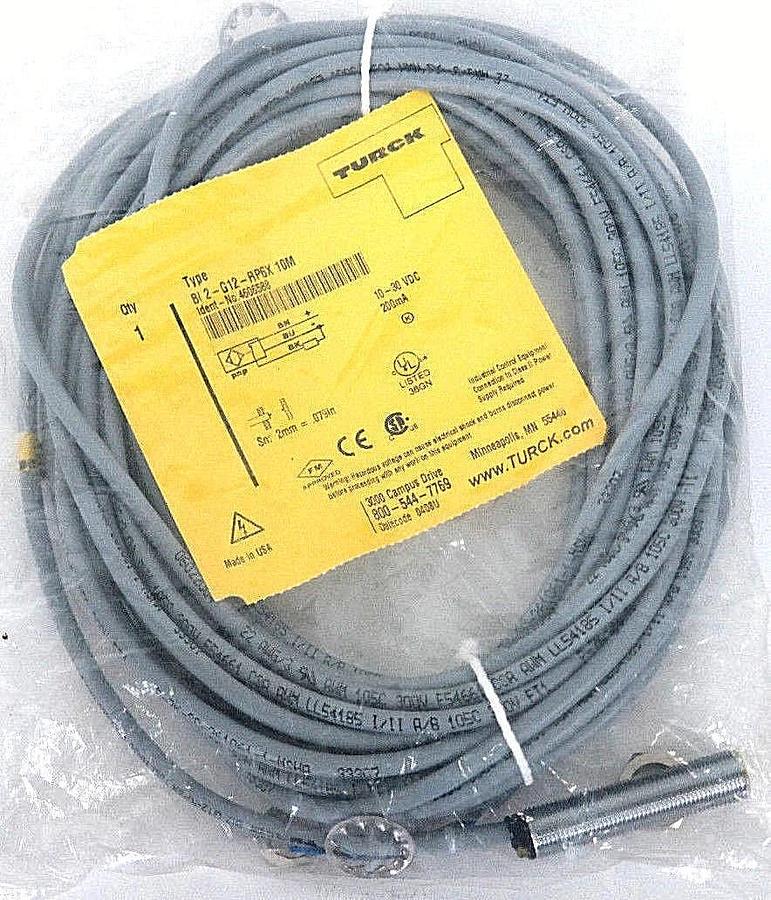 Used NIB TURCK, BI 2-G12-RP6X 10M, PROXIMITY SWITCH IDENT-NO. 4606588, BI2G12RP6X10M