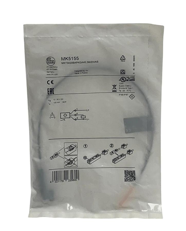 Used 2 IFM MKT3020BAPKG/A/0,3M/ZH/AS / MK5155 T-SLOT CYLINDER SENSORS 10-30VDC NSFS