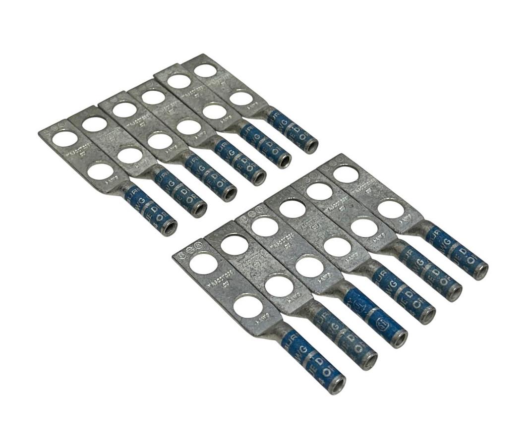 12 BURNDY YA6C2TC38 / 50235R COPPER COMPRESSION LUGS 6AWG BLUE HYLUG 374/7 NSMP
