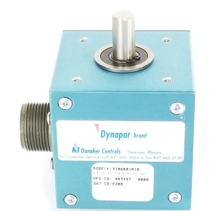 Used NEW DANAHER DYNAPAR 3106001010 ENCODER 3/8 SHT SGL END 5-26V MS CONN