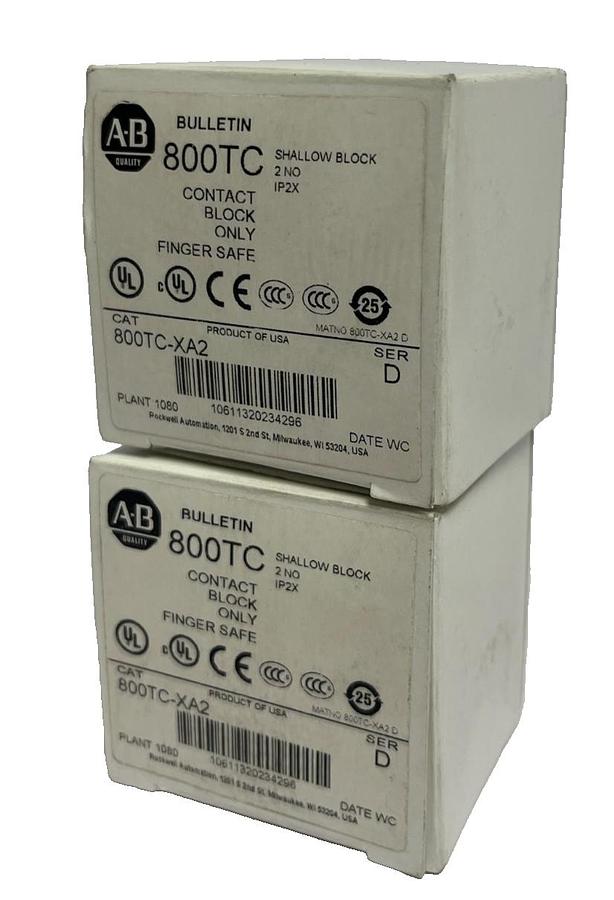 Used Lot of 2 Allen-Bradley 800TC-XD4 Ser. D Contact Blocks - NSMP