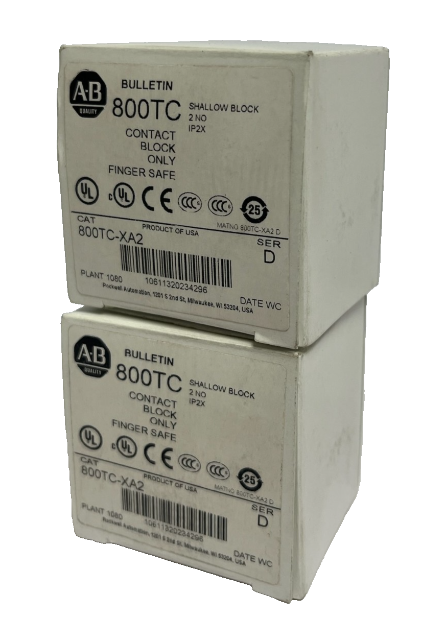 Used Lot of 2 Allen-Bradley 800TC-XD4 Ser. D Contact Blocks - NSMP
