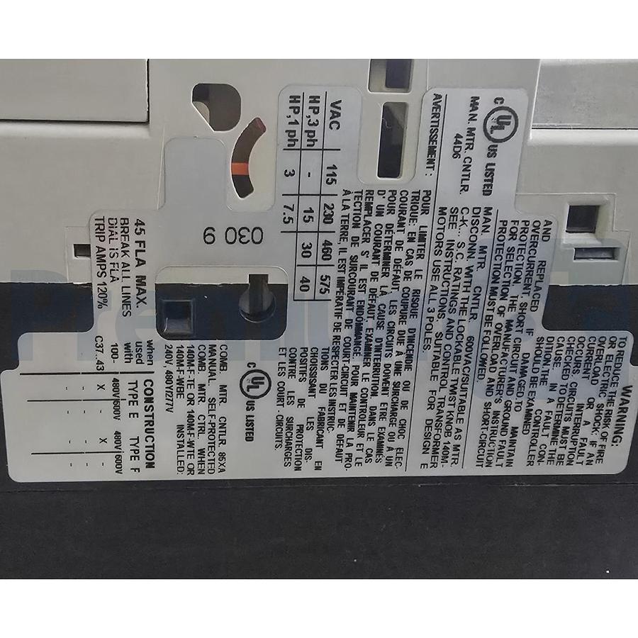 Allen-Bradley 190S-GNEJ3-FC45C-TE /C Compact Combo Starter 32-45A 24V Coil NSMP