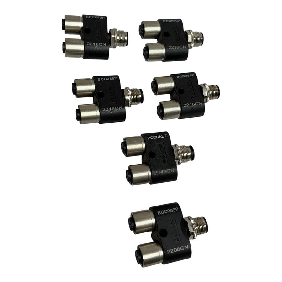 LOT OF 6 Balluff M12 T-Splitter Connector BCC089P BCC0AEZ Y-Adapter 5-Pin