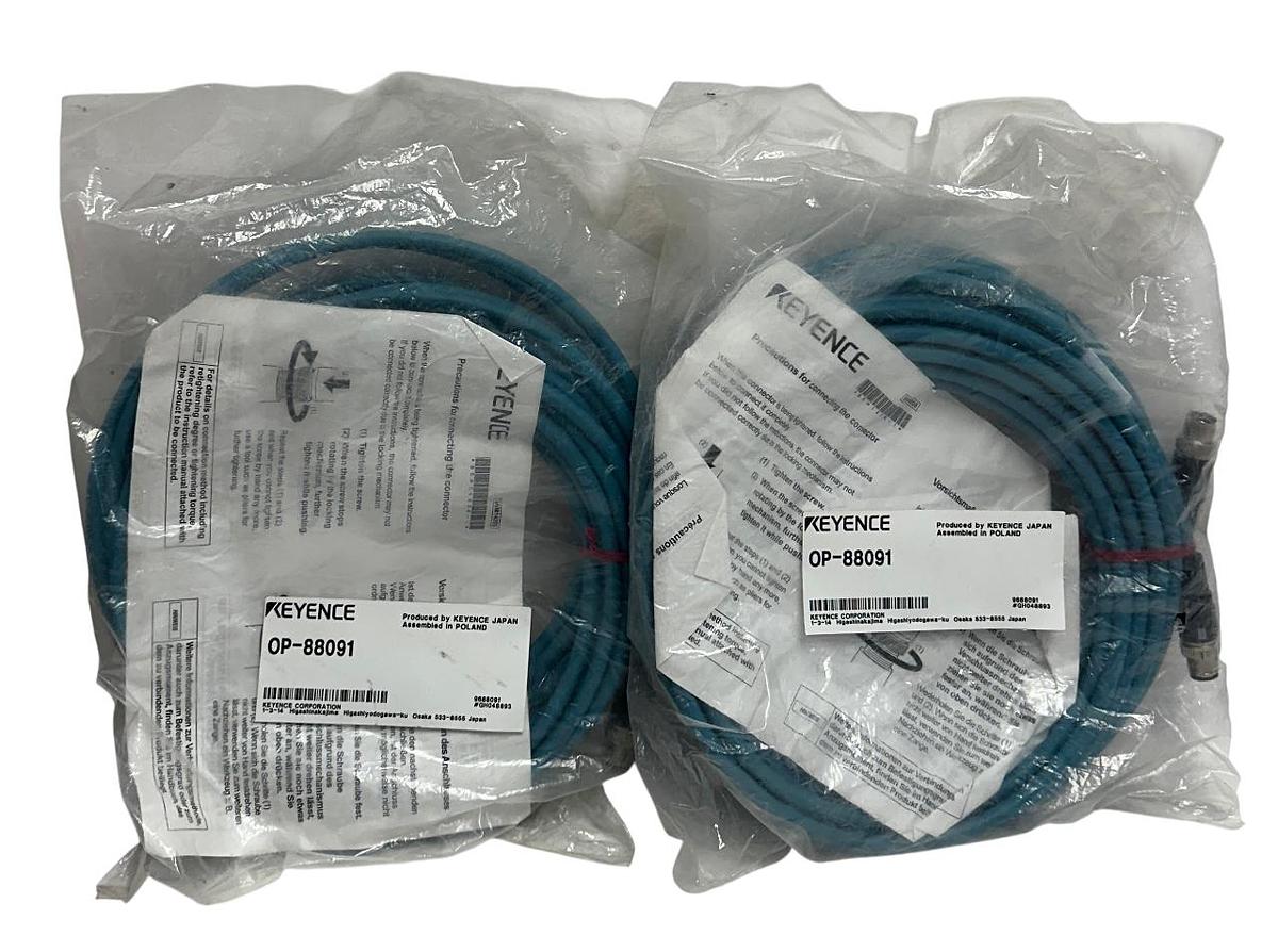 2 KEYENCE OP-88091 / OP88091 OEM EtherNet CABLES M12 4-PIN 10M LENGTH NSFS