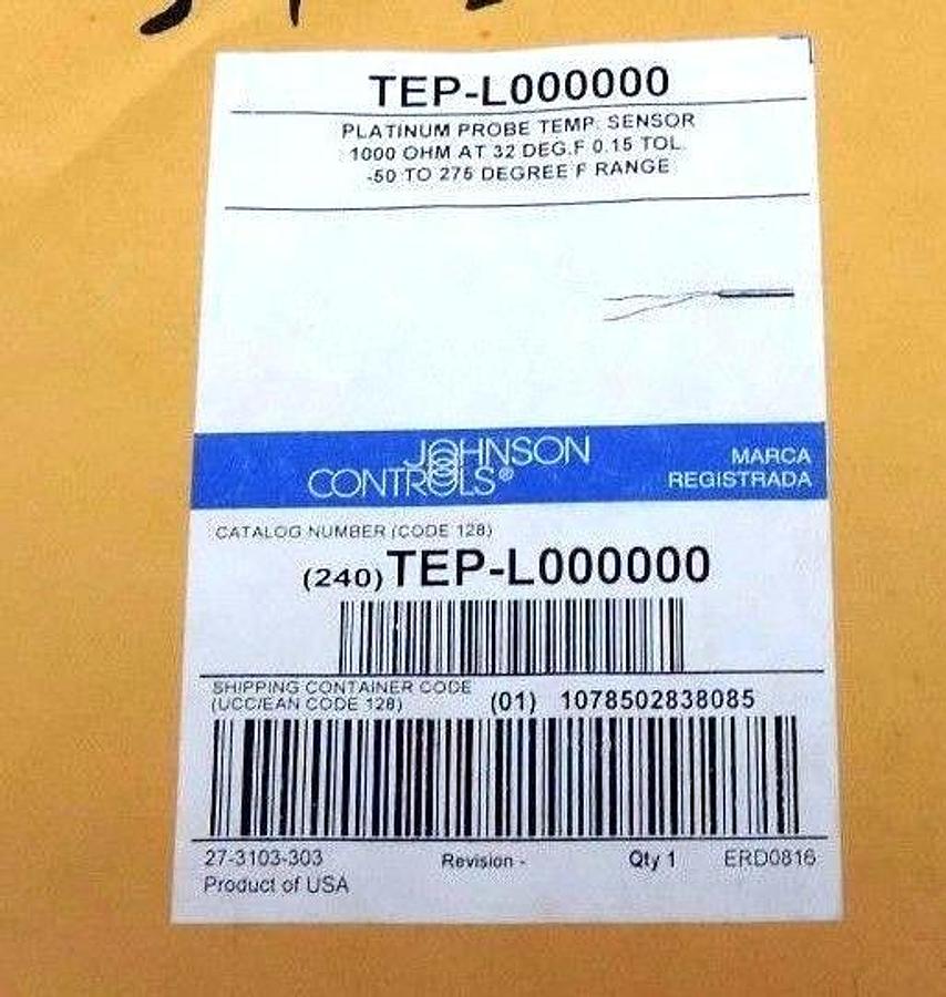 Used NEW JOHNSON CONTROLS TEP-L000000 PLATINUM PROBE TEMP. SENSOR TEPL000000