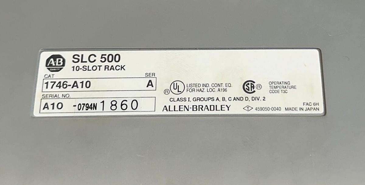 Used ALLEN BRADLEY 1746-A10 /A SLC 500 10-SLOT CHASSIS 1746-P2 /C POWER SUPPLY & MORE