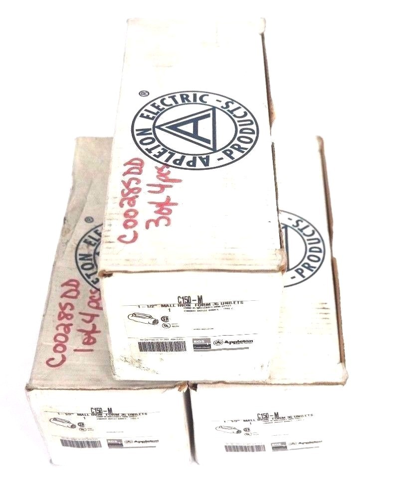 LOT OF 3 NIB APPLETON C150-M TYPE C CONDUIT OUTLET BODIES 1-1/2" C150M