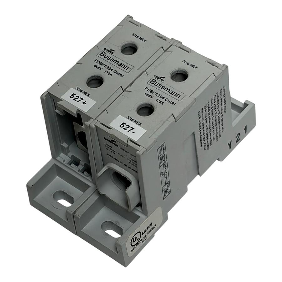 Used LOT OF 2 Bussmann PDBFS204 Power Distribution Block 600V 175A Finger Safe