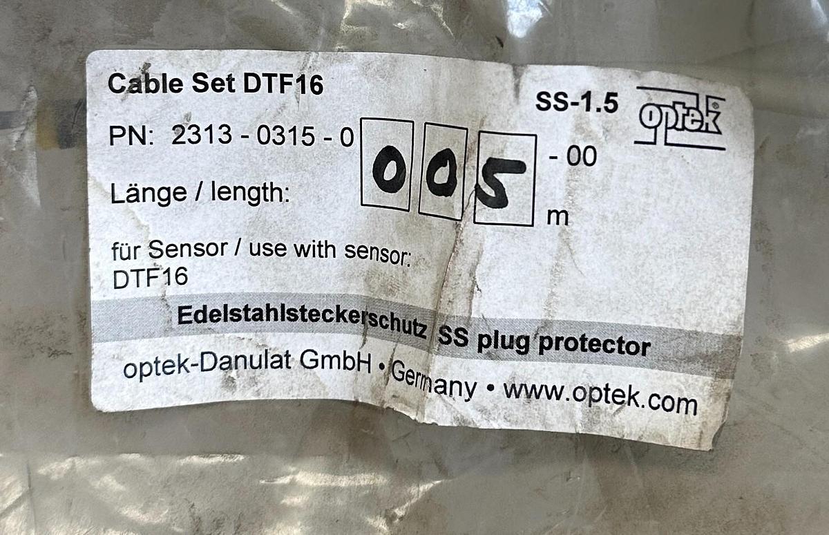 Used OPTEK 2313-0315-0005-00 / 23130315000500 SENSOR CABLE SET DTF16 SS-1.5 5M NSMP