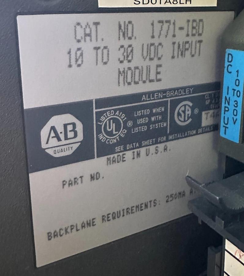 Used ALLEN BRADLEY 1771-A4B SER B 16-SLOT I/O CHASIS W/ MODULES