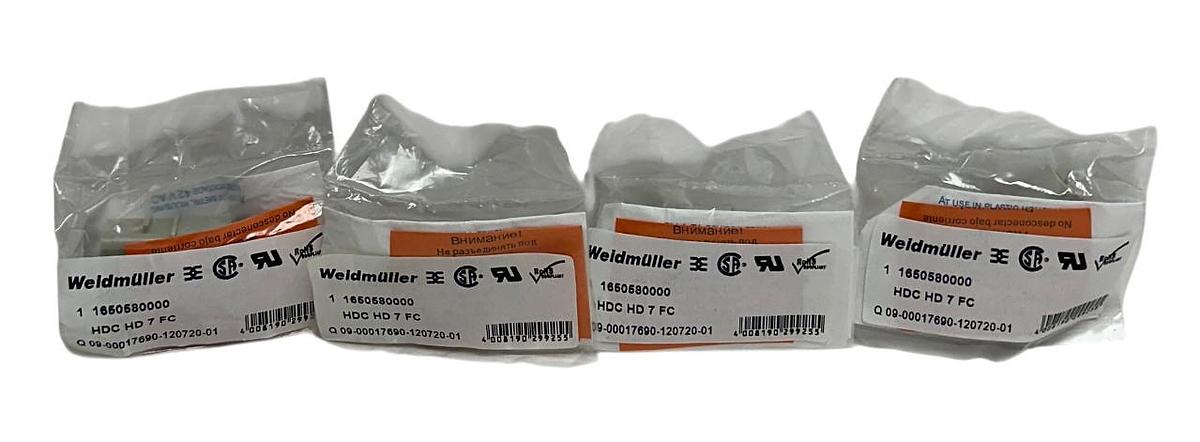 Used 4 WEIDMULLER HDC HD 7 FC / 1650580000 PLUG-IN CONNECTOR INSERTS 250V OEM NSFS
