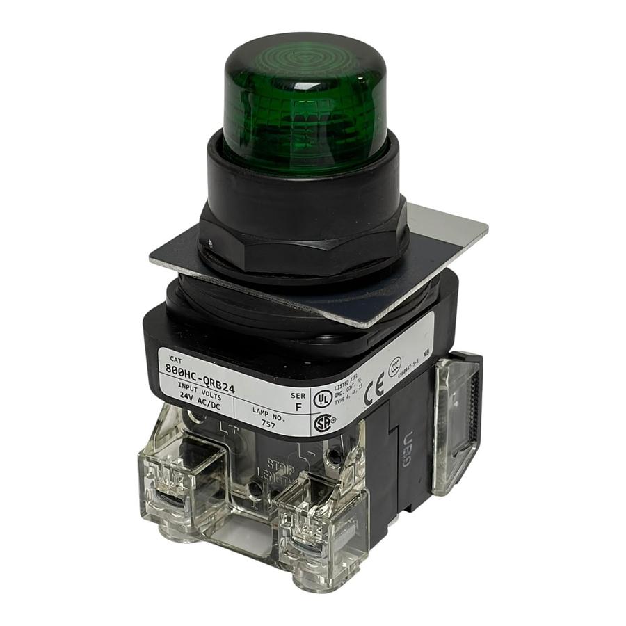 Used Allen Bradley 800HC-QRB24 Green Illuminated Start Push Button Switch 24V