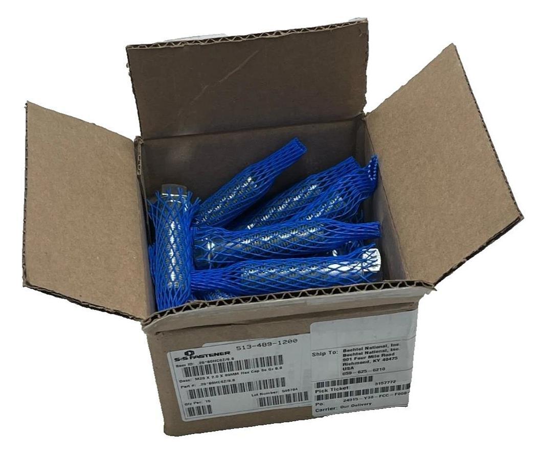 15 Pack) M20-2.0 x 80mm Hex Head Cap Screws Grade 8.8 Zinc Plated - S+S Fastener