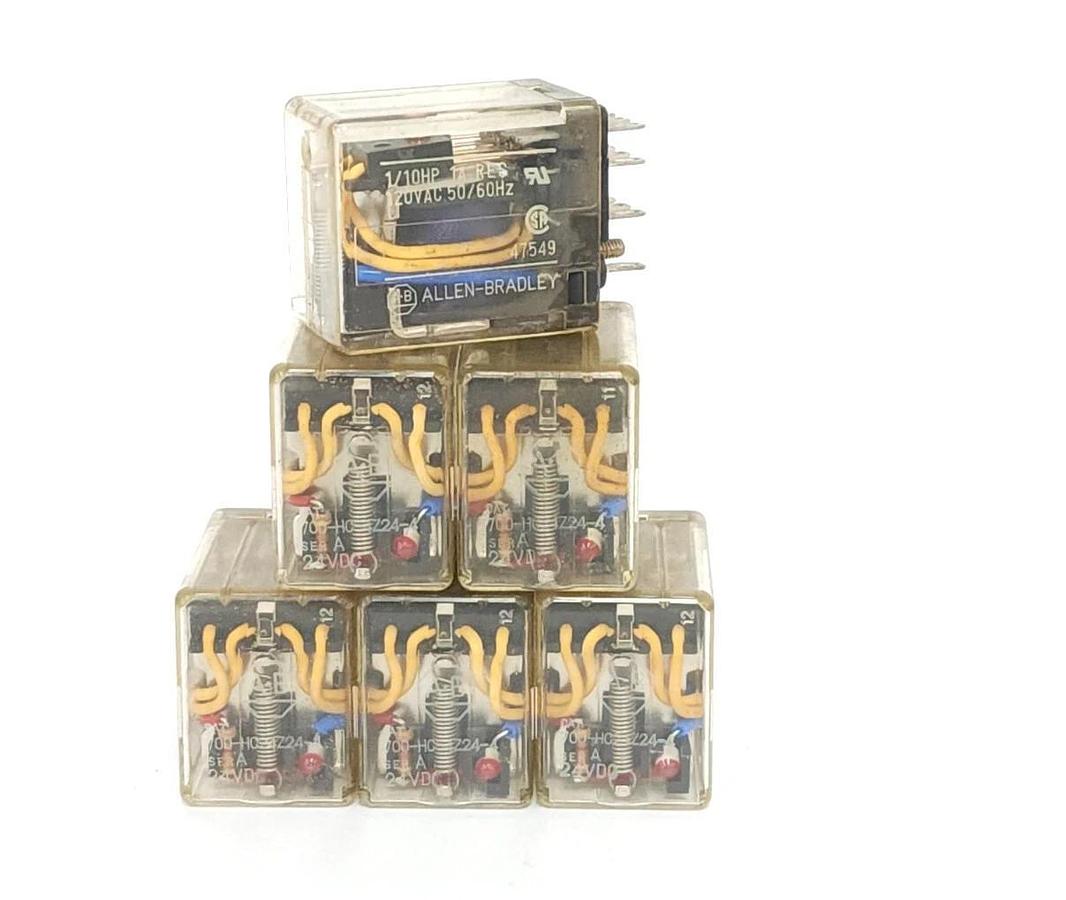 Used LOT OF 7 ALLEN BRADLEY 700-HC54Z24-4 RELAYS 24VDC