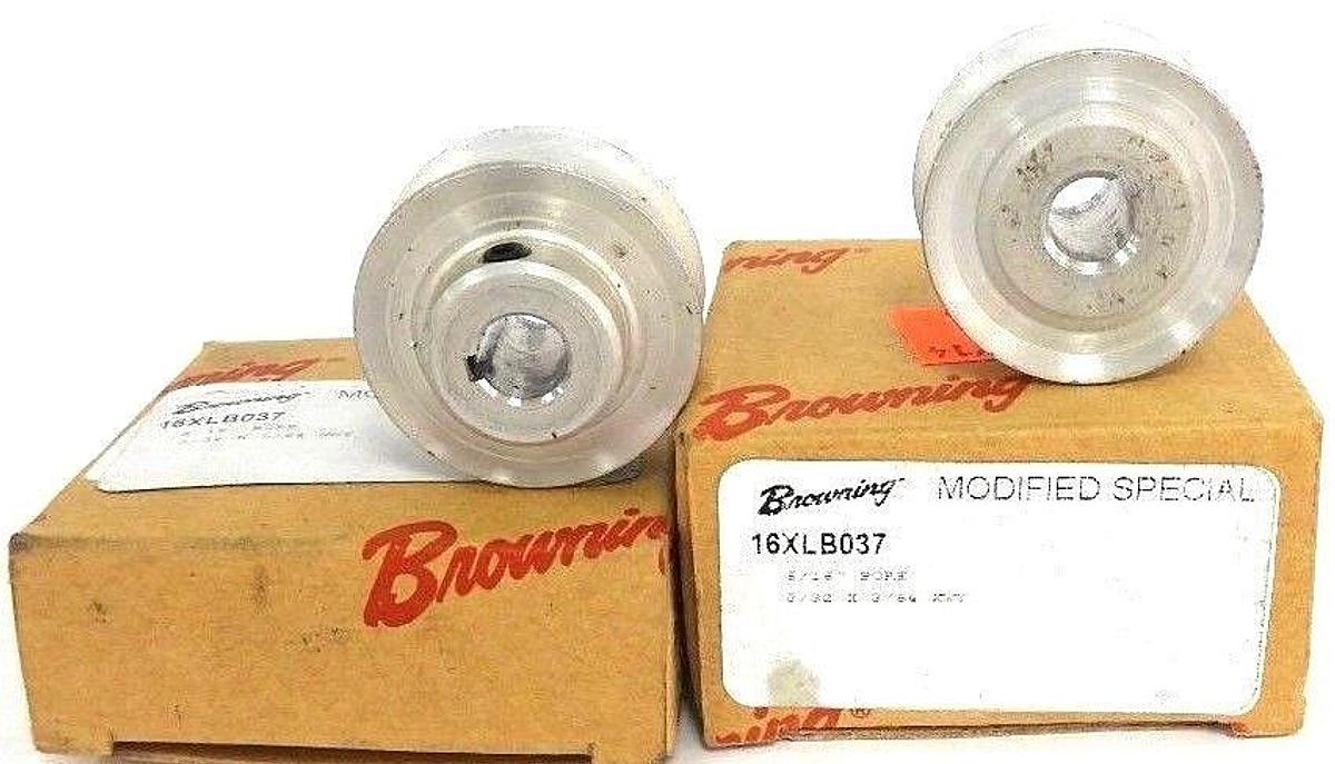 Used LOT OF 2 NEW BROWNING 16XLB037 GEAR PULLEYS 15/16' BORE, 3/32 X 3/64 KWY