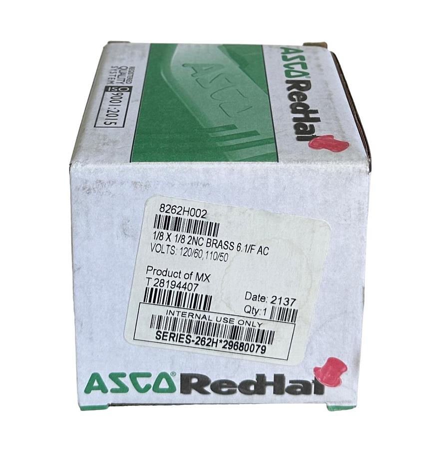 Used MEW ASCO 8262H002 RedHat SOLENOID VALVE 1/8 X 1/8 2NC BRASS 6.1/F AC 110/120V