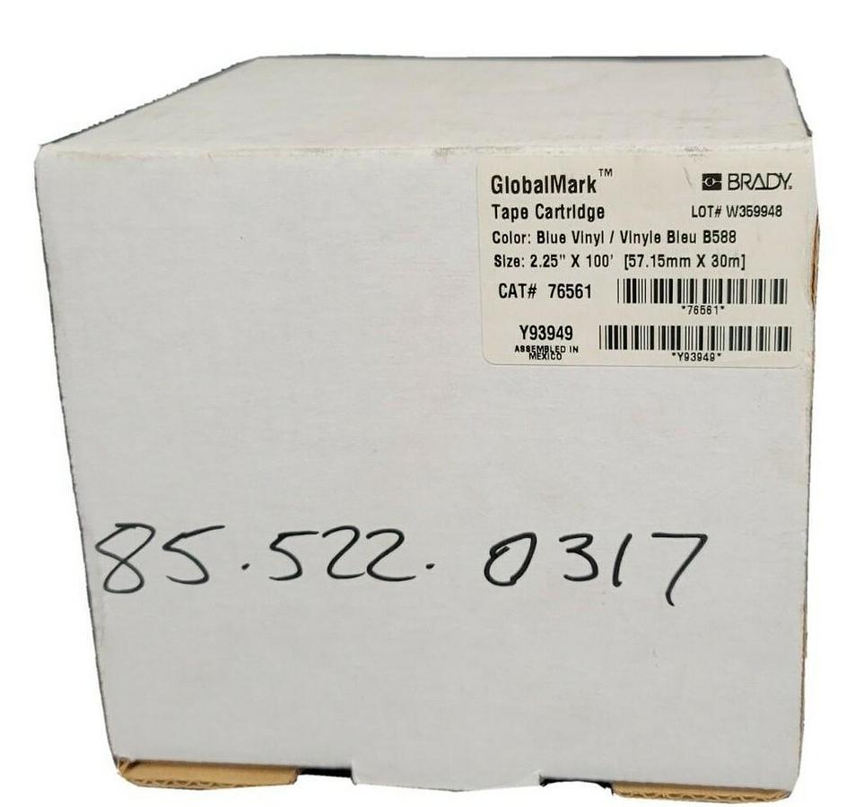 Used NIB BRADY CAT# 76561 GLOBALMARK BLUE VINYL 2.25'' X 100' TAPE CARTRIDGE