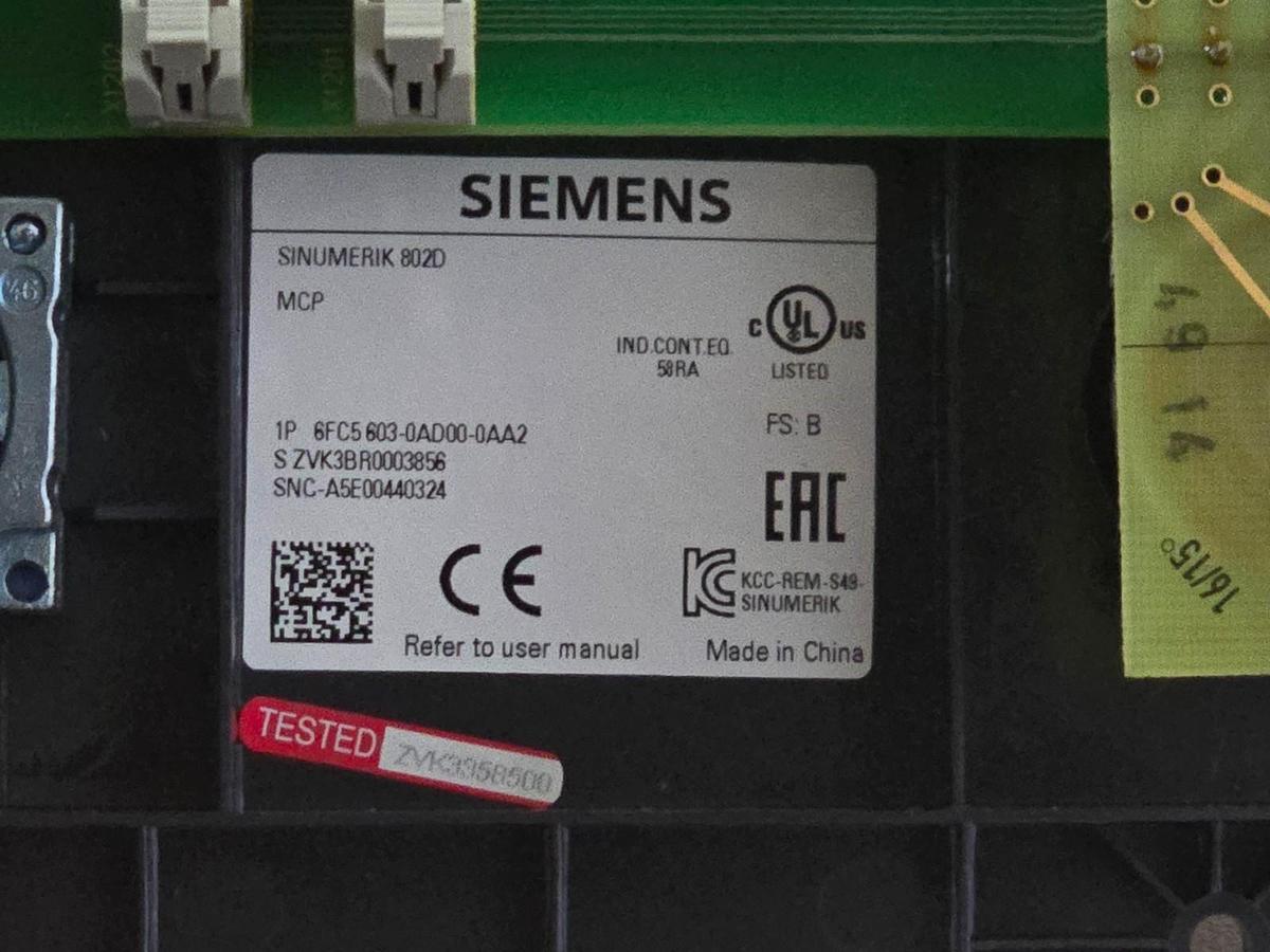 Used Siemens 6FC5603-0AD00-0AA2 SINUMERIK 802D Machine Control Panel MCP NSMP (read)