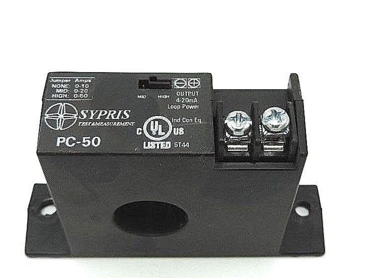 Used SYPRIS PC-50 CURRENT SENSOR PC50, 4-20mA, 0-50 AMP