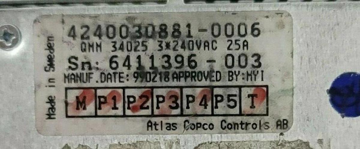 Used ATLAS COPCO QMM34025 SERVO CONTROLLER 4240030881-0006 P5